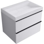 CERANO - Kúpeľňová skrinka Velora - biela matná, úchytka čierna + umývadlo z lit. mramoru Vita - biela lesklá - 70x63x46,5 CER-8050BD83986