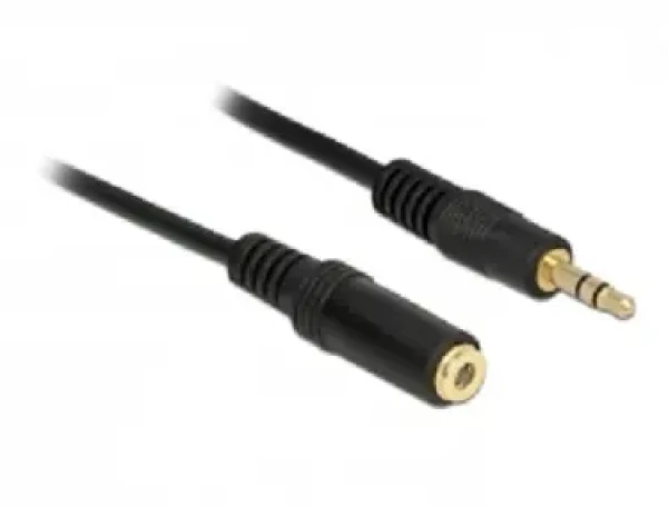 DeLock predlžovací kábel Audio Stereo Jack 3.5 mm samec - samica / 3pin / 2 m / čierny (83766)