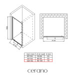 CERANO - Sprchové pivotové dvere Ferri L/P - 6 mm - čierna matná, transparentné sklo - 100x195 CER-425638