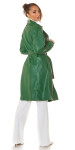 Sexy Koucla leather look coat with belt green Einheitsgroesse