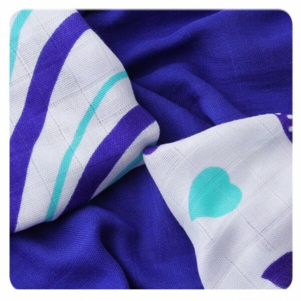 XKKO Bambusové obrúsky 30x30 Hearts&Waves Ocean Blue MIX (9ks)