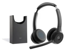 Cisco Headset 722 Wireless Carbon Black / Bezdrôtová náhlavná súprava / obojstranné slúchadlo / mikrofón / stojanček (HS-WL-722-BUNAS-C)