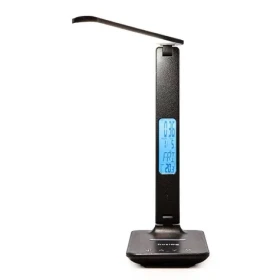 Huslog Stolná LED lampička s displejom a bezdrôtovou nabíjačkou čierna / 3000 - 6500 K / 400lm / LCD / 3 farby svetla (KAT00073)