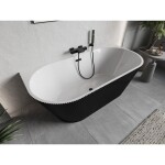 MEXEN/S - Oris voľne stojaca vaňa nástenná reliéf 170 x 80, biela/čierna, sifón a prepad čierna 52871708075-70