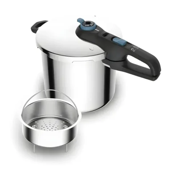 TEFAL Secure Trendy P2584401 / Tlakový hrniec / 8 l / nerez / parný košík / vhodné pre indukciu (P2584401)