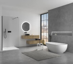 CERANO - Sprchová zástena Walk-in Onyx Round Ľ/P - 10 mm - guľatá vzpera - čierna matná, transparentné sklo - 160x200 CER-9040B413