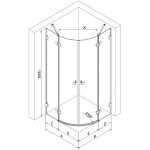 MEXEN/S - Lunar sprchovací kút štvrťkruh krídlový 90 x 90, transparent, čierna 833-090L-090P-70-00