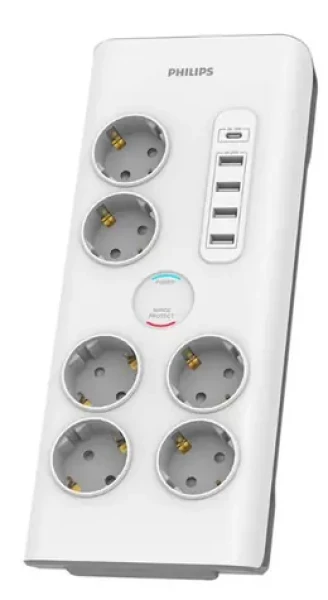 Philips SPN7060WA/58 biela / Prepäťová ochrana / Schuko / 6 zásuviek / USB-A amp; USB-C / 2m (SPN7060WA/58)