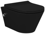 SAPHO - AVVA CLEANWASH závesná WC misa, integrovaná batéria a bidetová spŕška, Rimless, 35,5x53cm, čierna mat 100315-110