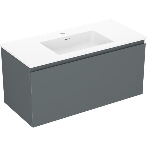 MEXEN/S - Orio kúpeľňová skrinka 100 cm s umývadlom Otis, 1 šuplík, grafit mat/biela mat 91A10-10047-1-BF66-W18M01
