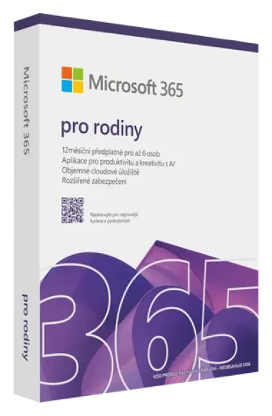 Microsoft 365 pre rodiny CZ / PC amp; Mac / 64 bit / Bez média / Krabicová licencia (6GQ-01911)