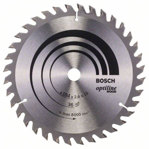 Bosch Accessories Optiline Wood 2608640818 tvrdokovový pílový kotúč 184 x 16 x 2.6 mm Počet zubov (na palec): 36 1 ks; 2608640818