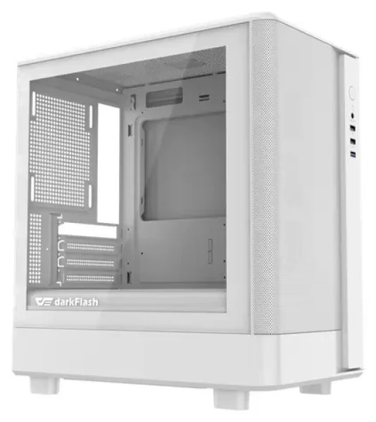 DarkFlash DB330M Mesh biela / mATX / bez ventilátorov / 3x USB-A / priehľadná bočnica / bez zdroja (DB330M Mesh White)
