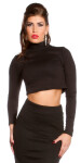 Sexy KouCla Crop Top dlhým rukávom Belly Free black