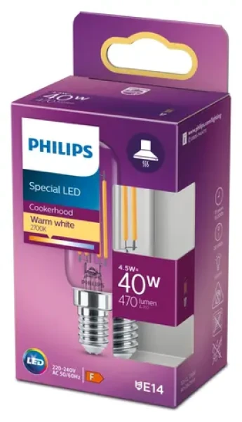 Philips LED Classic T25 E14 číra / Žiarovka / 40W náhrada / 4,5 W / 470lm / nestmievateľná (SKL000384937)