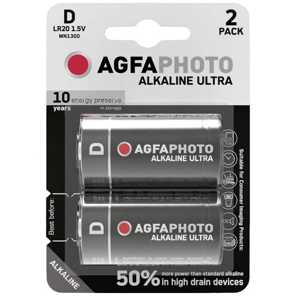 AgfaPhoto Ultra LR20 batéria typu D alkalicko-mangánová 1.5 V 2 ks; 110-821860