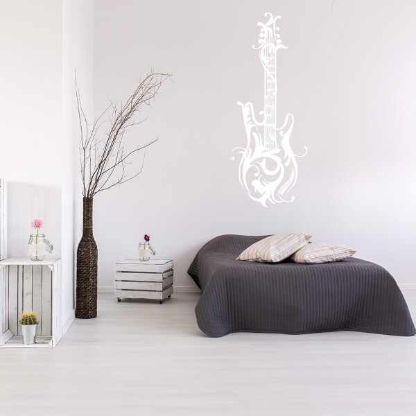 Veselá Stena Samolepka Dizajnová gitara Farba: biela, Veľkosť: 100 x 40 cm