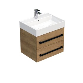 Kúpeľňová skrinka s čiernou úchytkou a umývadlom SAT Cube Way 60x53x46 cm dub Hickory mat CUBE46C602DHSAT CUBE46C602DHSAT