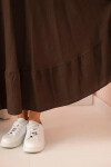 Dámske plus size šaty s krátkymi rukávmi a volánom z ľahkej viskózy v hnedej farbe UNI