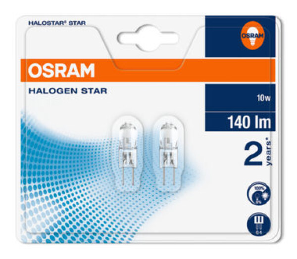 OSRAM Halogén Halostar Star 64415 ST 12V 10W G4 / 140lm / 2700K / 2000h / noDIM / C / Sklo / Blister 2ks (4008321201812)