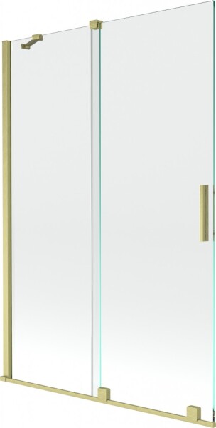 MEXEN/S - Velar Dvojkrídlová posuvná vaňová zástena 120 x 150, transparent, zlatá kartáčovaná 896-120-000-01-55