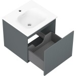 MEXEN/S - Rivel kúpeľňová skrinka 50 cm s umývadlom Vela, 1 šuplík, reliéf, grafit mat/biela mat 91A20-05047-1-BF66-W23M01