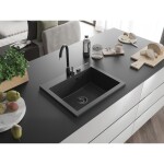 MEXEN/S MEXEN/S - Elix granitový drez 1-miska 600 x 500 mm, čierna kropenatá, sifón čierna 6525601005-76-B
