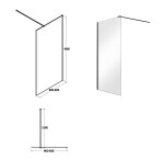 BESCO - Walk-in sprchovací kút AVEO BLACK - FARBA rámu - Čierna, Pevná stena - 50 cm, Rozmer A - 90 cm, Rozmer C - 195 cm, Výplň - Číre bezpečnostné sklo - 8 mm BCAVEO90BL+BCAVEO50BL