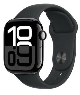 Apple Watch Series 10 GPS 42mm Klavírno čierne hliníkové telo - Čierny športový remienok (M/L) / 150-200 mm (MWWF3)