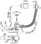 Alcadrain 1 - Alcadrain Sifón vaňový pre hydromasážne vane, chróm A566-112122-120 A566-112122-120