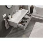 MEXEN/S - Rivel kúpeľňová skrinka 120 cm s umývadlom Vela, 1 šuplík, reliéf, šedá mat/biela mat 91A20-12023-1-BF62-W23M01