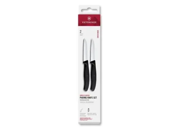 VICTORINOX Swiss Classic Kuchynský nôž 8 cm set 2 ks čierna / rovné a vrúbkované ostrie (6.7493.2)