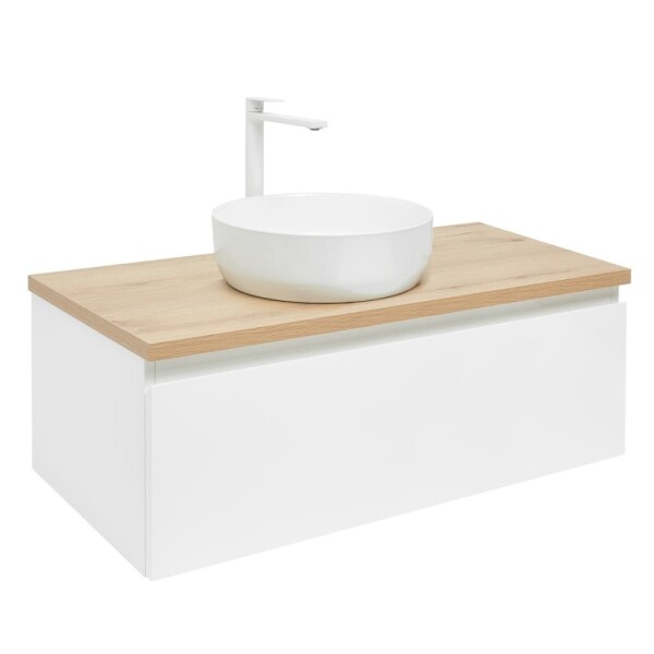 Kúpeľňová skrinka s krycou doskou SAT B-WAY 99x30x45 cm biela lesk BWAY100WDOAKU2B BWAY100WDOAKU2B
