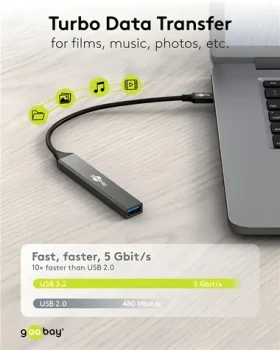 Goobay 74460 svetlo šedá / USB hub / 5 portov / USB-C na USB-C/USB-A / 5 Gbit/s (74460)