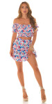 Sexy Koucla 2Piece Set Skirt + Top with Flower Print royalblue L/XL