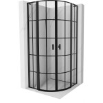 MEXEN/S - Mist L sprchový kút štvrťkruh, krídlové 80 x 80, čierna kratka, čierna 8A32L-080-080-70-77