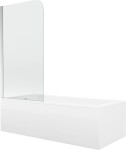 MEXEN/S - Cubik obdĺžniková vaňa 150 x 70 cm s panelom + vaňová zástena 80, transparent, chróm 550315070X9008010100