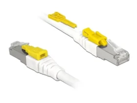 DeLock Sieťový kábel RJ45 Secure biely / Sieťový kábel / Cat.6A / S/STP / LSOH / 5 m (85335)