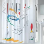 Spirella FACES sprchový záves abstraktný motív 180 x 200 cm biely/polyester