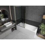 MEXEN/S - Next L vaňová zástena FIX 90 x 150, grafit, zlatá kartáčovaná 895-090-000-03-40-55