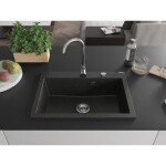 MEXEN MEXEN - Elix granitový drez 1-miska 700 x 500 mm, čierna/zlatá metalik, sifón chróm 6526701005-75