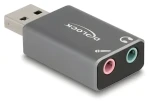 DeLock / Externá USB zvuková karta / 2x 3,5 mm jack / USB 2.0 / šedá (66633)