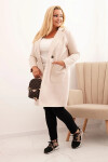 Plus veľkosť dámsky elegantný kabát s golierom a veľkými vreckami béžová UNI