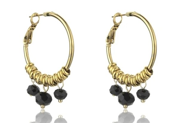 Marc Malone Pozlátené kruhové náušnice Zoey Black Earrings MCE23010G