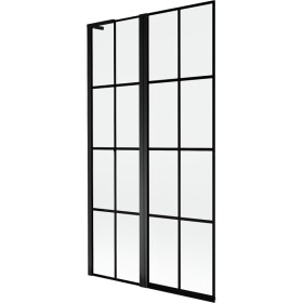 MEXEN/S - Mist L vaňová zástena 2-krídlová ľavá 100 x 150, čierna kratka, čierna 8A9L-100-011-70-77-L