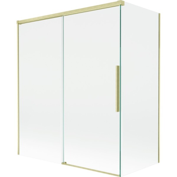 MEXEN/S - Rox vaňová zástena 2-krídlová posuvná 140 + 70 x 150, transparent, zlatá kartáčovaná 8C9-140-070-55-00