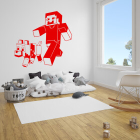 Veselá Stena Samolepka Minecraft so psom Farba: červená, Veľkosť: 80 x 78 cm