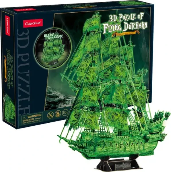 CubicFun Puzzle 3D Plachetnica Bludný Holanďan (svietiaci v tme)
