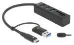 DeLock 63859 / USB hub / USB-A + USB-C / SD a microSD čítačka kariet / USB 3.2 Gen 1 / kovový (63859)