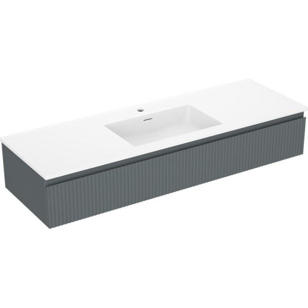 MEXEN/S - Rivel kúpeľňová skrinka 140 cm s umývadlom Otis, 1 šuplík, reliéf, grafit mat/biela mat - 91A20-14023-1-BF66-W18M0 91A20-14023-1-BF66-W18M01
